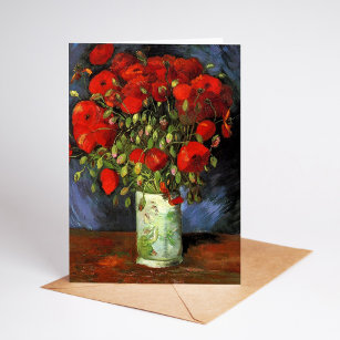 Carte Vase avec des papillons rouges   Vincent Van Gogh