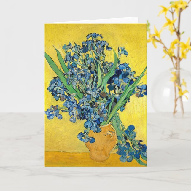 Carte Vase avec Irises, Vincent Van Gogh Découpage (Fleur jaune)