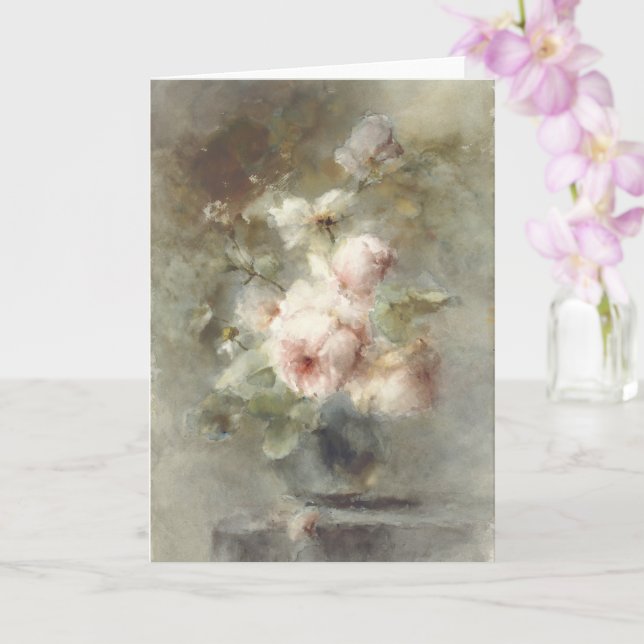 Carte Vase avec roses (Orchidée)