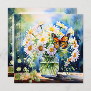 Carte Vase de marguerites joliment floral vide