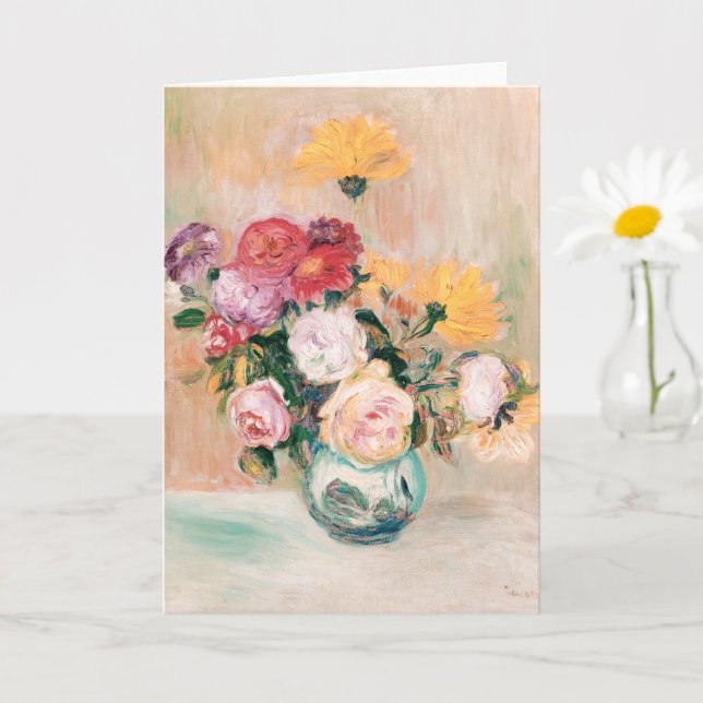 Carte Vase De Roses Et Dahlias, Renoir (Petite plante)