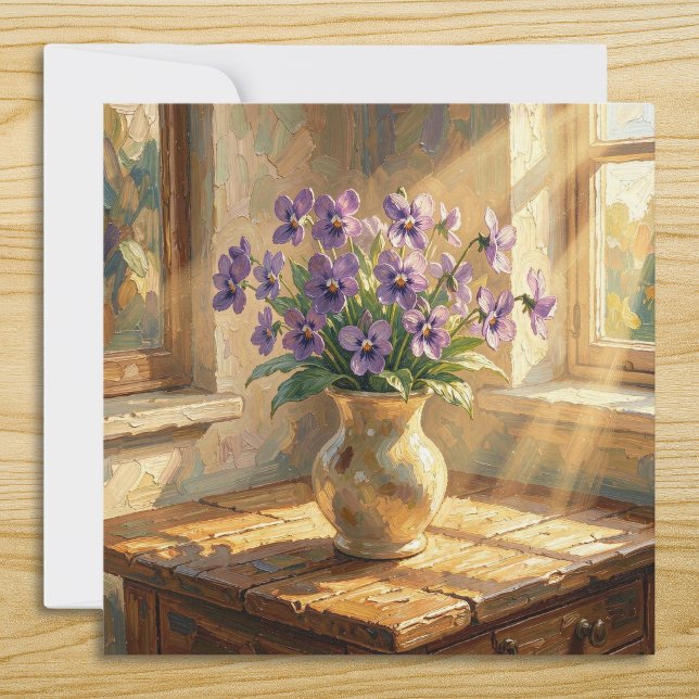 Carte Vase de violettes violettes Impasto (Créateur téléchargé)