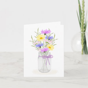 Carte Vase en pot Mason de fleurs sauvages pour toute oc