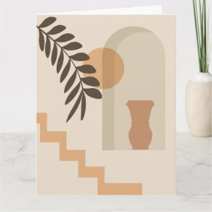 Carte Vase Feuille Escalier Soleil, Art Géométrique Abst