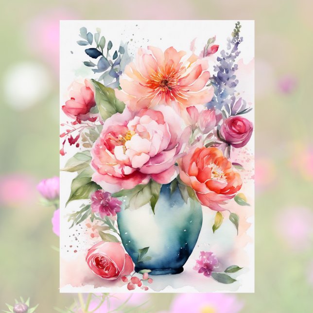 Carte Vase Floral Jour de la Fête des Mères Style Aquare (Créateur téléchargé)