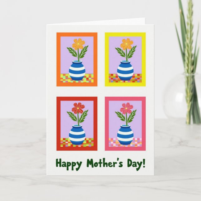 Carte Vase Joli pour la Fête des Mères (Devant)