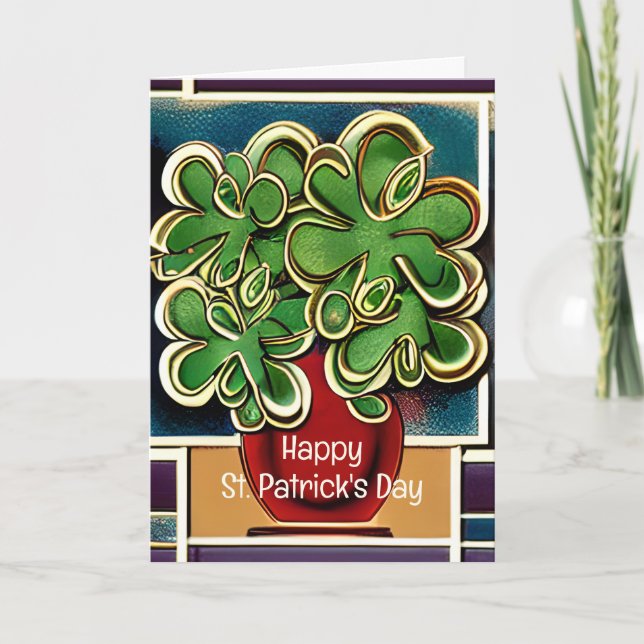 Carte Vase moderne de Shamrocks|Clovers St. Patrick's Da (Devant)