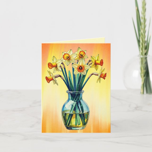 Carte Vase plein de beaux jonquilles (Devant)