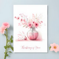 Vase rose et fleurs de sympathie "Pensées pour vou