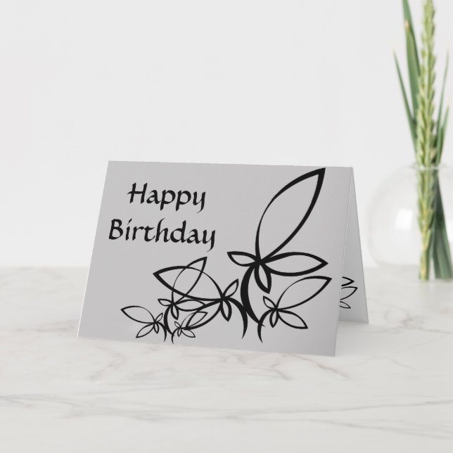 Carte Vecteurs gris et noirs, joyeux anniversaire - (Devant)