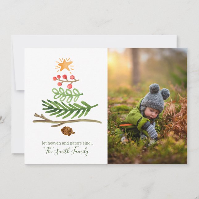 Carte Végétation d'hiver Aquarelle Arbre de Noël (Devant)