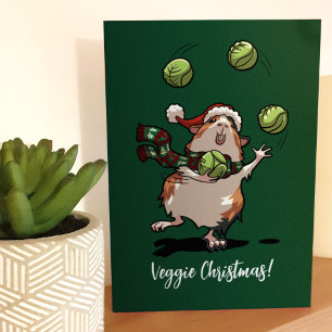 Carte Véguin Noël ! Guinéen Pig En Jonglage Des Germes