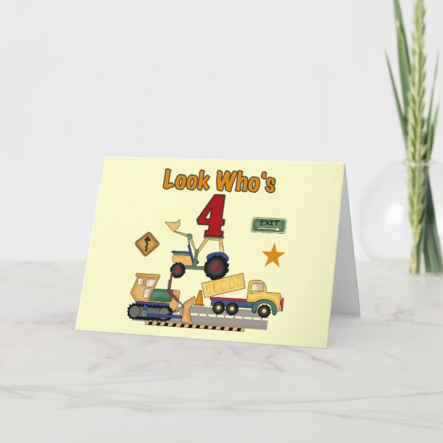 Carte Véhicules de construction 4e chemises d'anniversai (Devant)