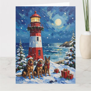 Carte Veilleur de Noël Berger Allemand Phare Vacances