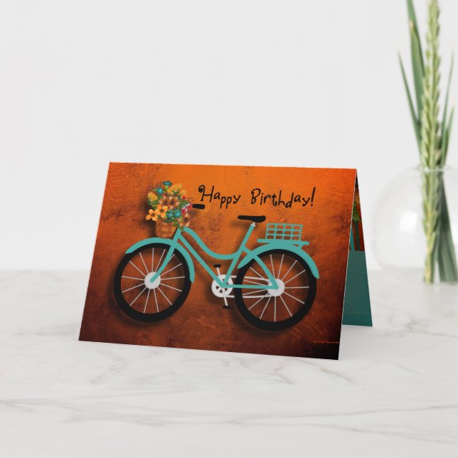 Carte Vélo Aqua & Fleurs Automatiques | Joyeux anniversa (Devant)