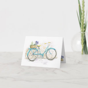 Carte Vélo Aqua Watercolor avec panier