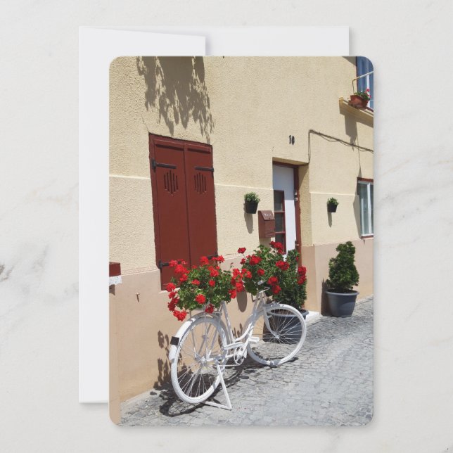 Carte Vélo avec Fleurs rouges sur la rue européenne (Devant)