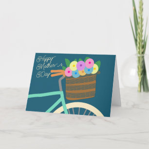 Carte Vélo avec panier de fleurs Fête des mères
