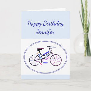 Carte Vélo d'anniversaire Cyclisme Sport Nom personnali