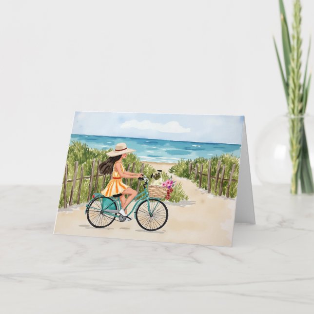 Carte Vélo de la Plage Aquarelle papeterie (Devant)