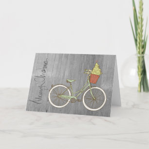 Carte Vélo de Noël gris simple et doux