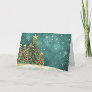 Carte Velours Arbre de Noël rouge et vert