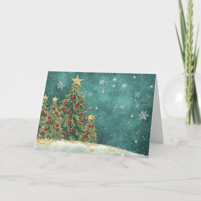 Carte Velours Arbre de Noël rouge et vert (Devant)