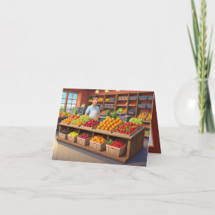 Carte Vendeurs de fruits frais mignons personnalisables 