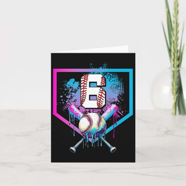 Carte Vendre Drip 6e Anniversaire Plaque de Base Garçons (Devant)
