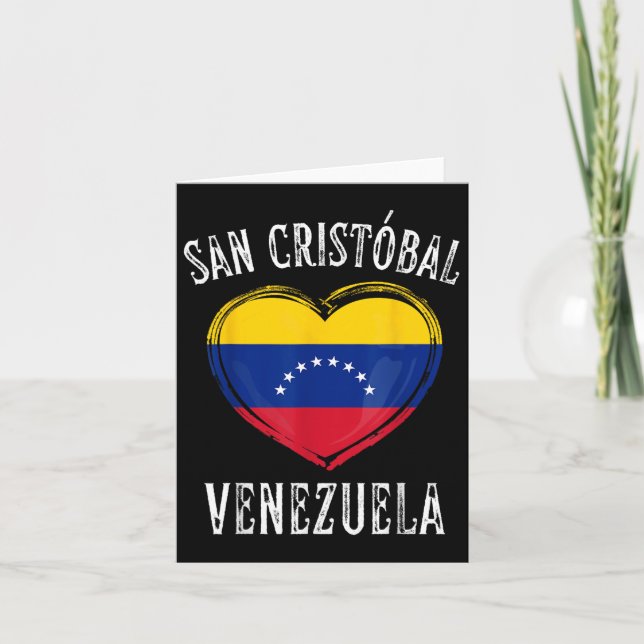 Carte Venezuela Drapeau Coeur San Cristobal Ville (Devant)