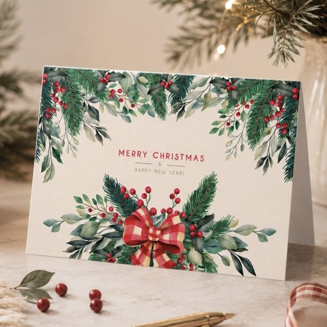 Carte Verdure aquarelle Joyeux Noël (Créateur téléchargé)