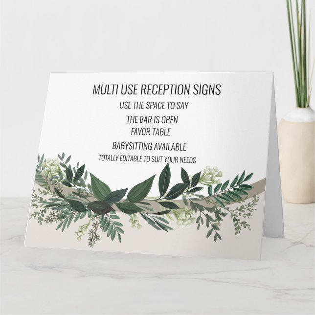 Carte verdure éléganteSignes de réception de mariage mul (Devant)