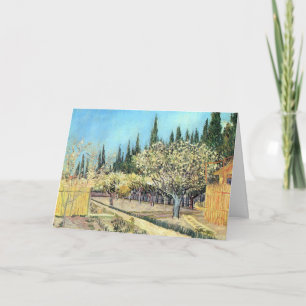 Carte Verger en fleurs de Van Gogh, bordé de cyprès