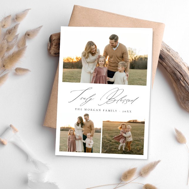 Carte Véritable Bénie Christian Family Photo Holid (Créateur téléchargé)