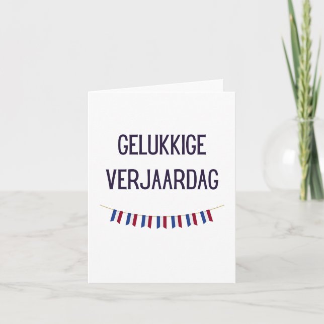 Carte Verjaardag Gelukkige, joyeux anniversaire néerland (Devant)