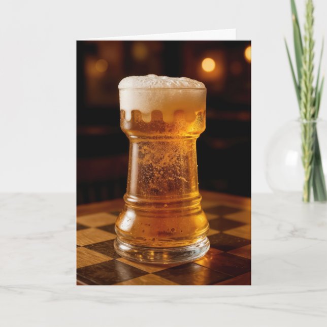 Carte Verre à bière en forme de tour de jeu d'échecs pou (Devant)