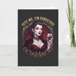 Carte Verre à vin gothique vampire fabuleux Bite Me