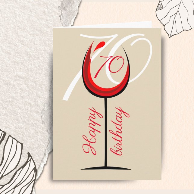 Carte Verre à vin rouge moderne 70e anniversaire (Créateur téléchargé)