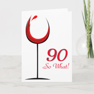 Carte Verre à vin rouge moderne et motivant pour le 90e 