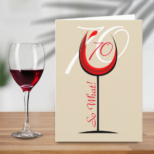 Carte Verre à vin rouge moderne positif 70e anniversaire