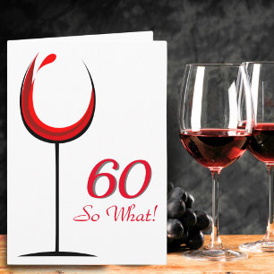 Carte Verre à vin rouge motivant moderne pour 60e annive