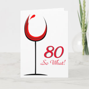 Carte Verre à vin rouge motivant moderne pour 80e annive
