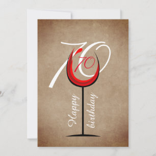 Carte Verre à vin rouge rustique écriture 70e anniversai