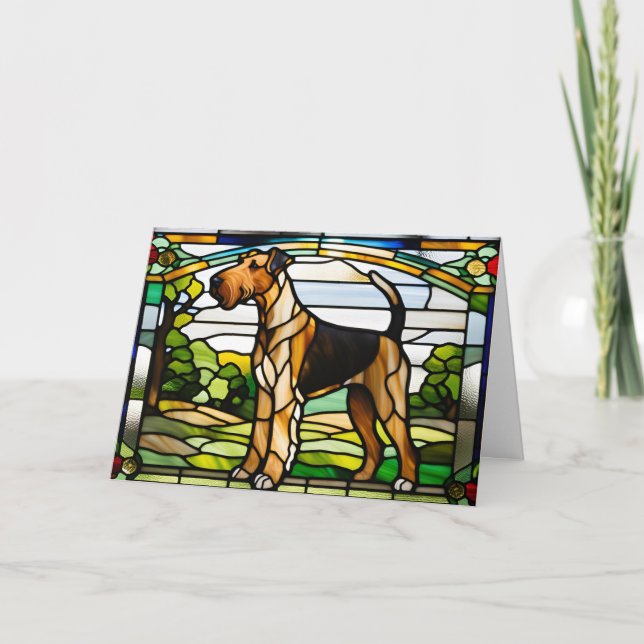 Carte  Verre coloré Airedale mignon (Devant)