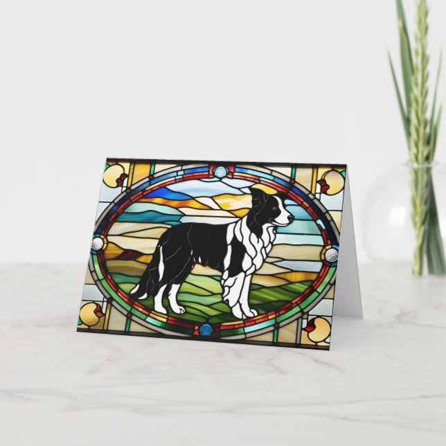 Carte Verre coloré Border Collie mignon (Devant)