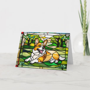 Carte Verre coloré de corgi mignon