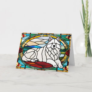 Carte Verre coloré Samoyède mignon