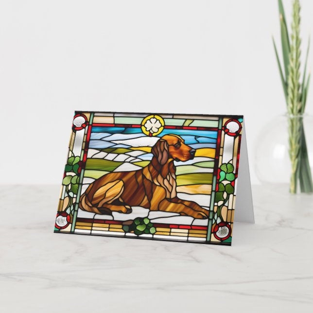 Carte Verre coloré Setter Irlandais mignon (Devant)