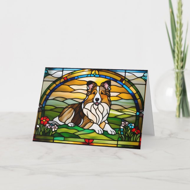 Carte Verre coloré Sheltie mignon (Devant)