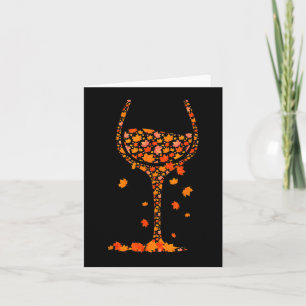 Carte Verre De Vin Feuille D'Érable Automne Automne Chau